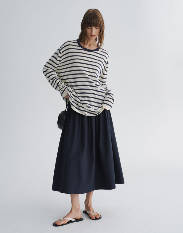 Pleated-Waist A-Line Skirt