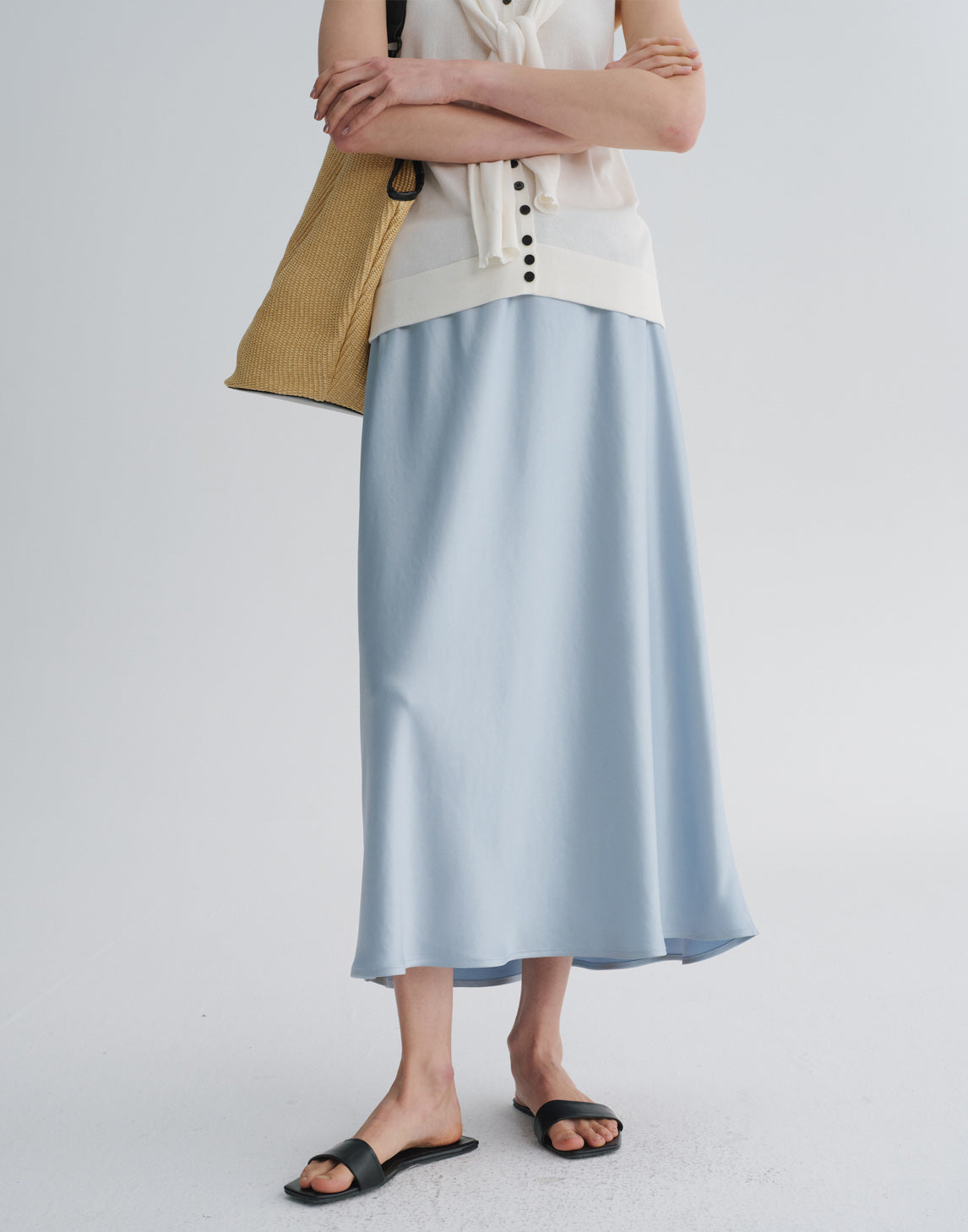 Acetate A-Line Midi Skirt