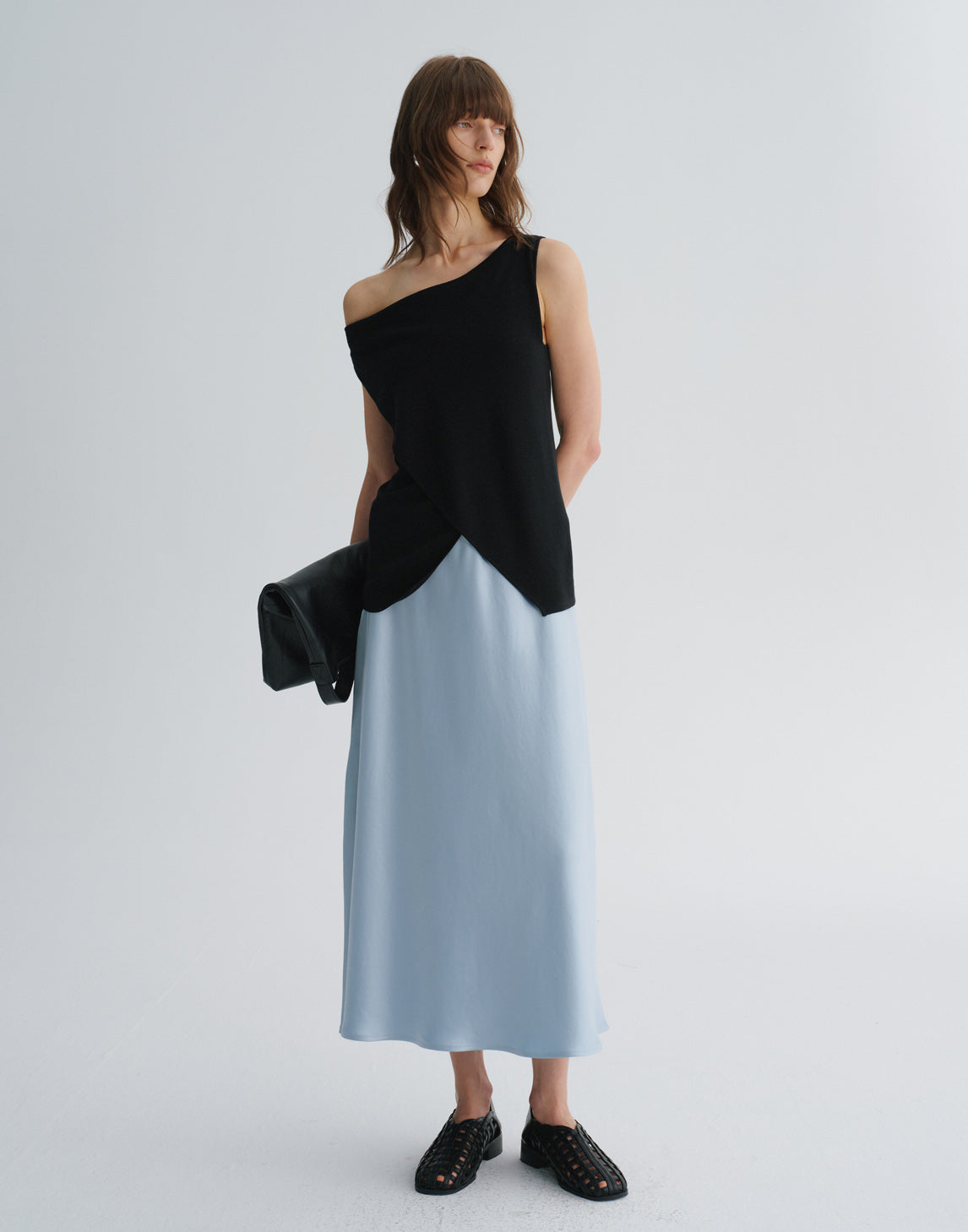 Acetate A-Line Midi Skirt