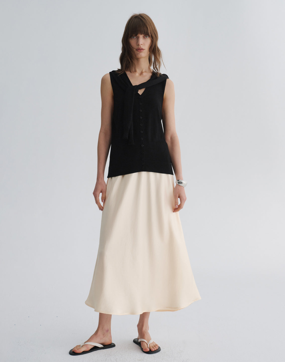 Acetate A-Line Midi Skirt