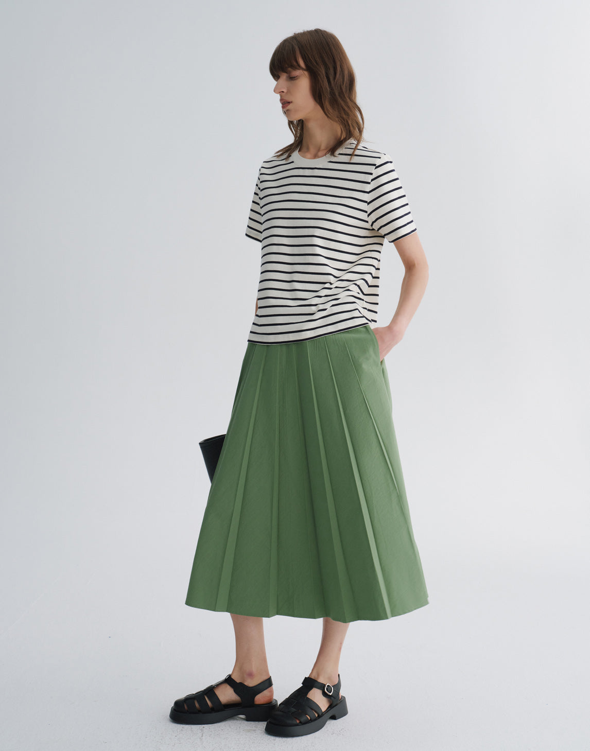Structured Falda Midi de Línea A Plisada