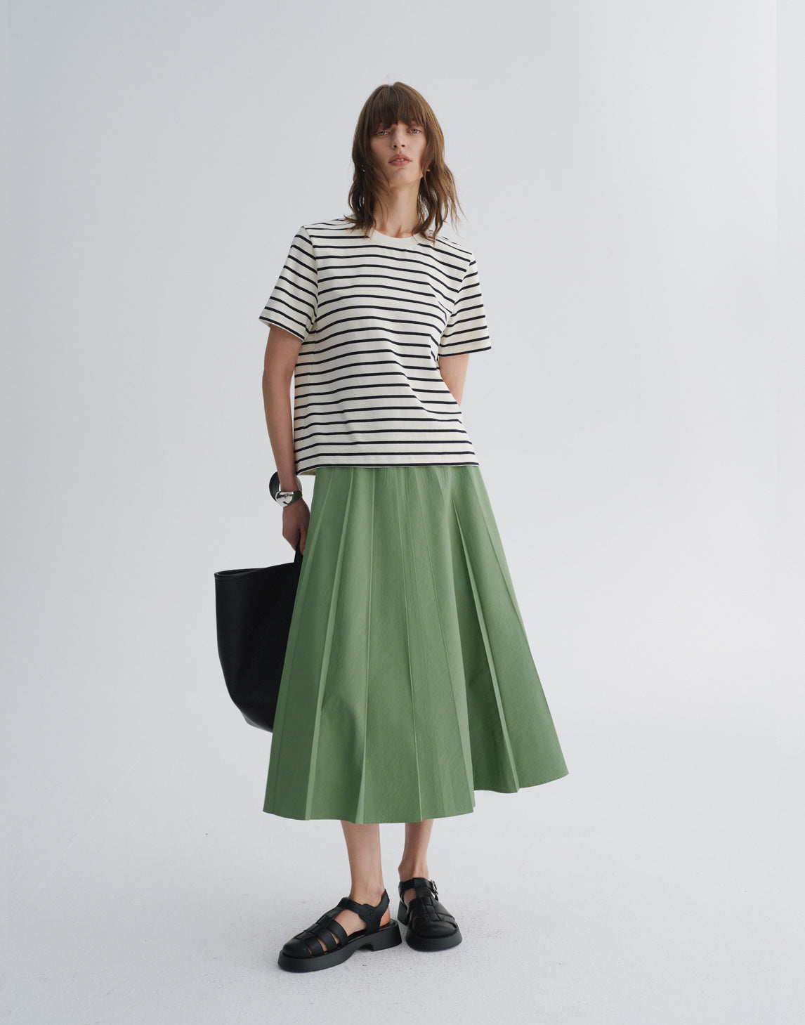 Structured Falda Midi de Línea A Plisada