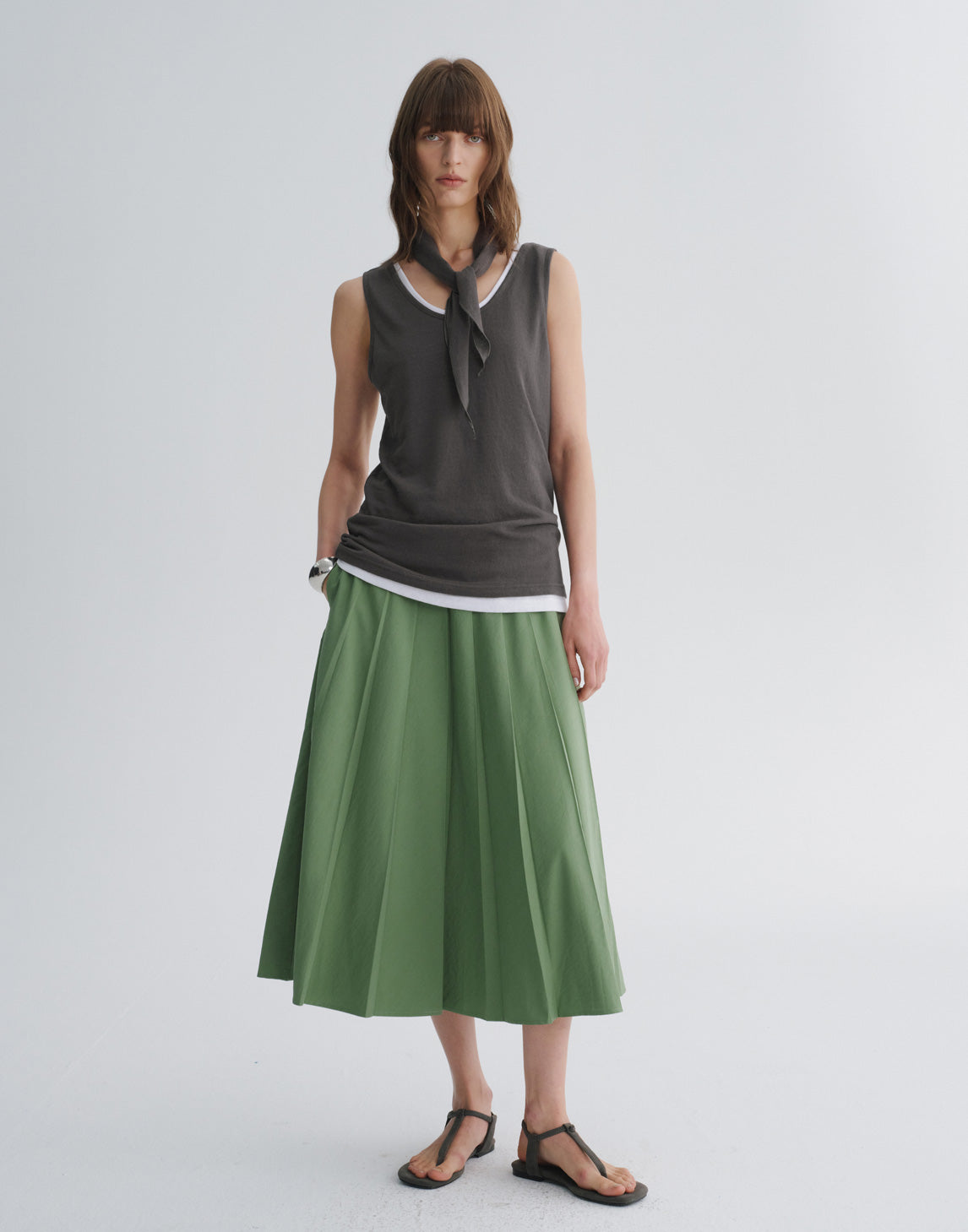 Structured Falda Midi de Línea A Plisada