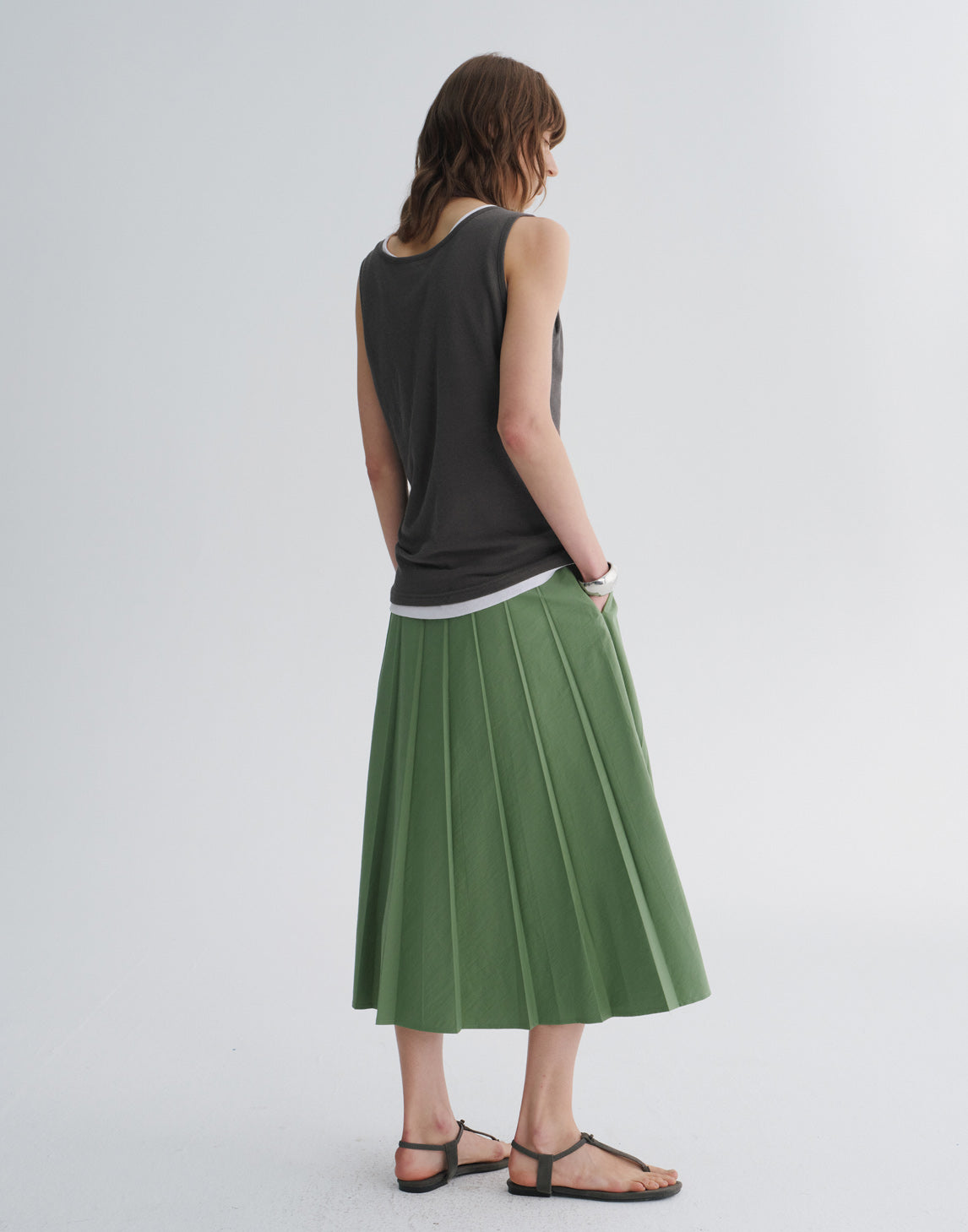 Structured Falda Midi de Línea A Plisada