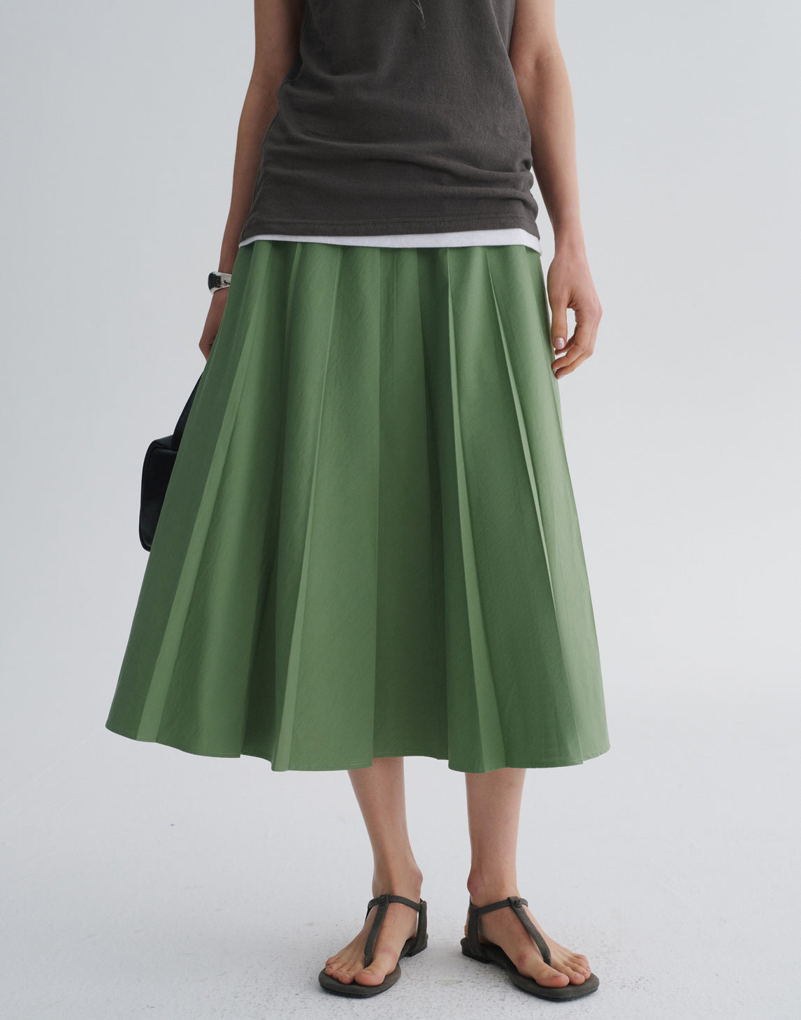 Structured Falda Midi de Línea A Plisada