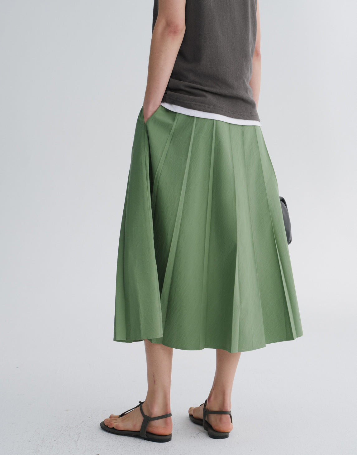 Structured Falda Midi de Línea A Plisada