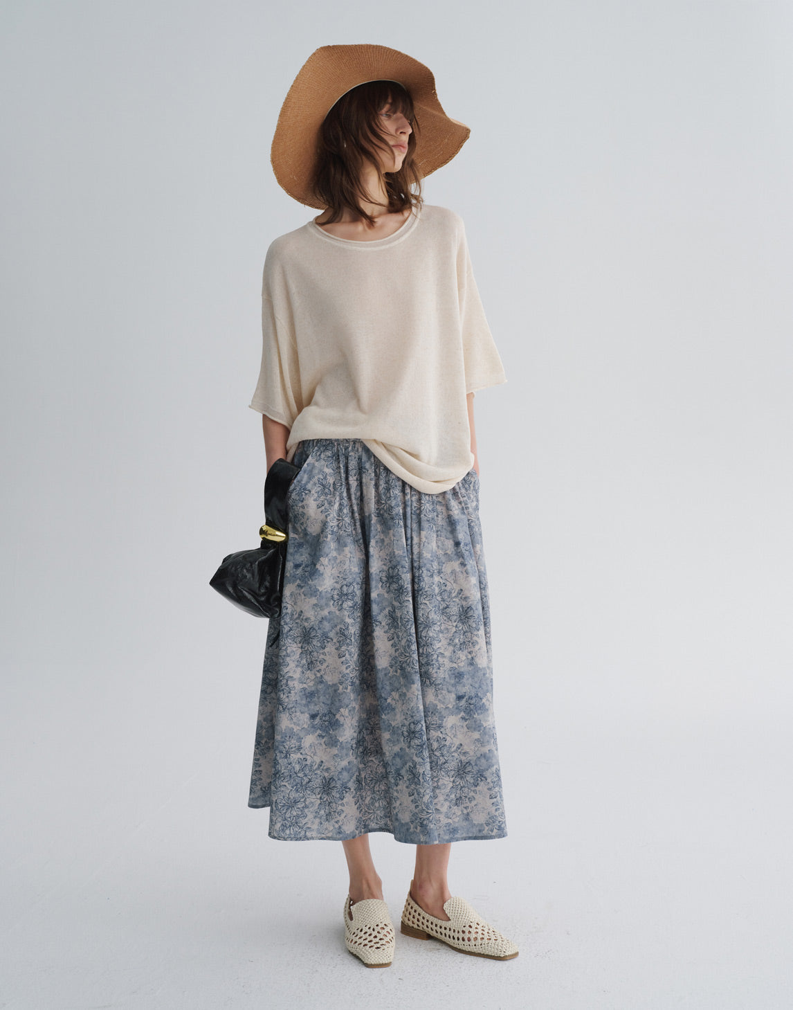 Floral A-Line Midi Skirt