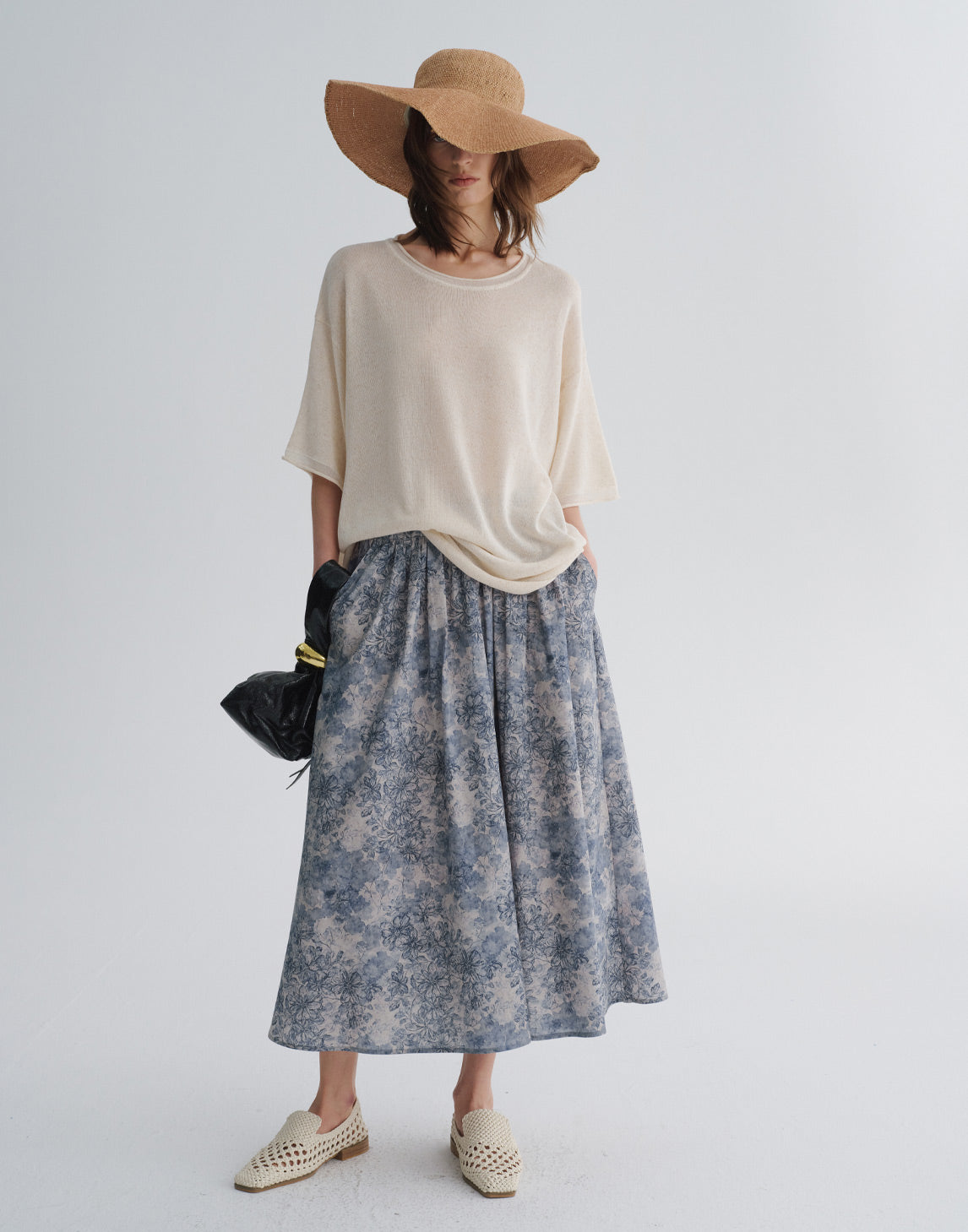 Floral A-Line Midi Skirt