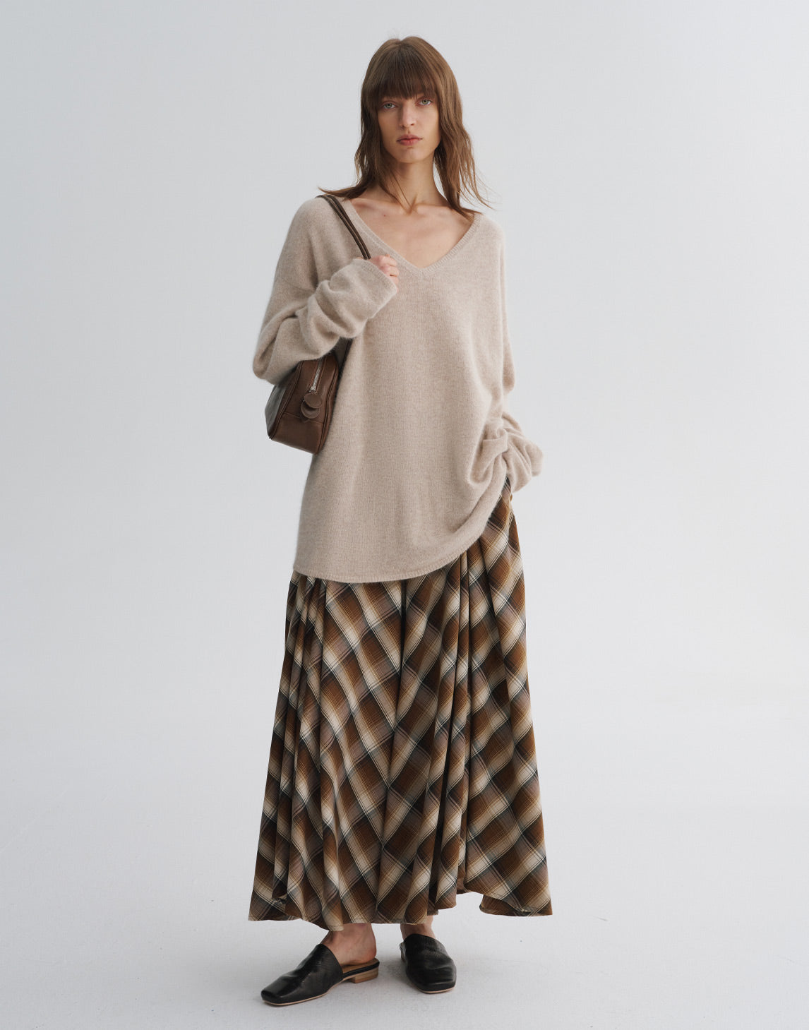 Plaid A-Line Maxi Skirt
