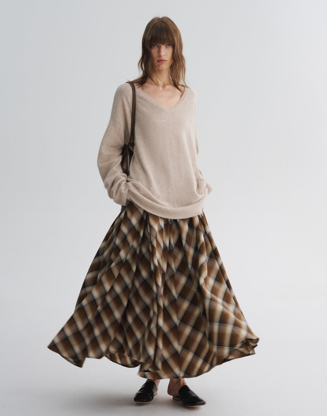 Plaid A-Line Maxi Skirt