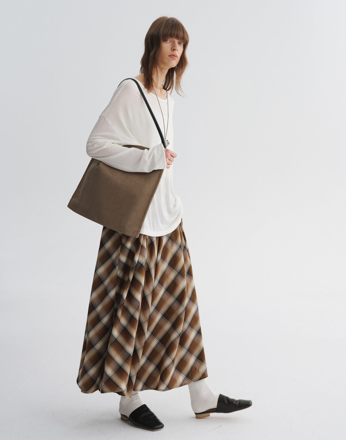 Plaid A-Line Maxi Skirt