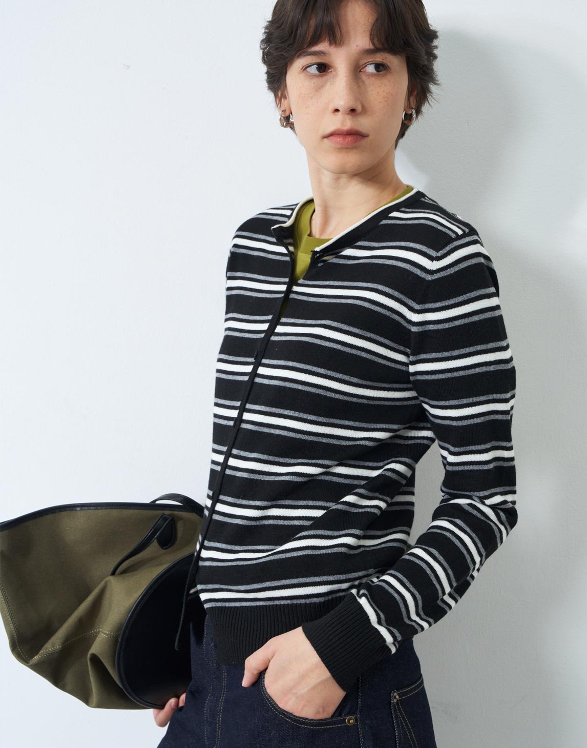 Cardigan à rayures urbaines