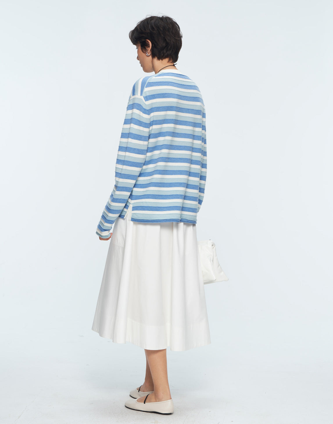 Oversized Contrast - colored Striped Knitted Sweater