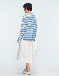 Oversized Contrast - colored Striped Knitted Sweater