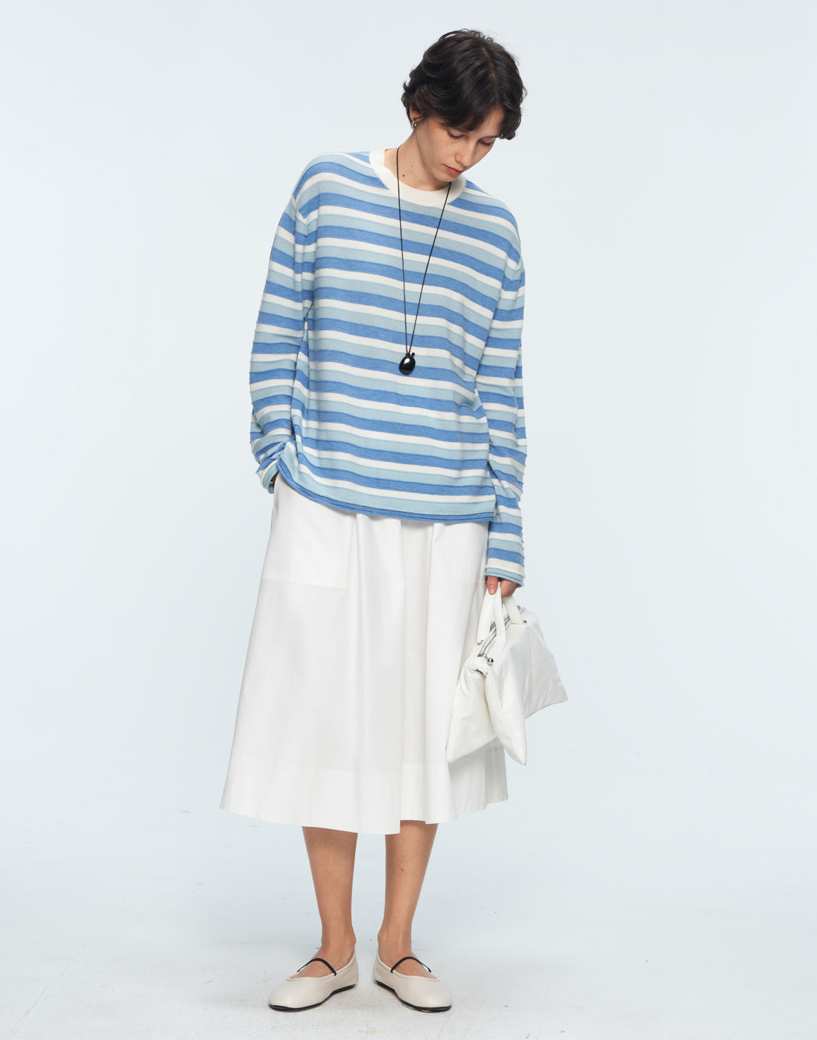 Oversized Contrast - colored Striped Knitted Sweater