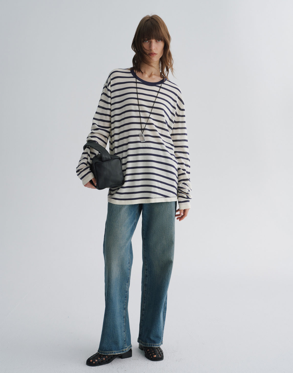blue-apricot striped / S