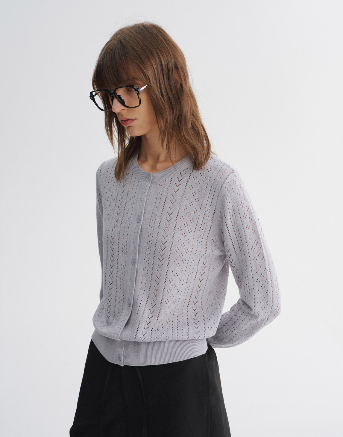 Cardigan vintage en maille ajourée