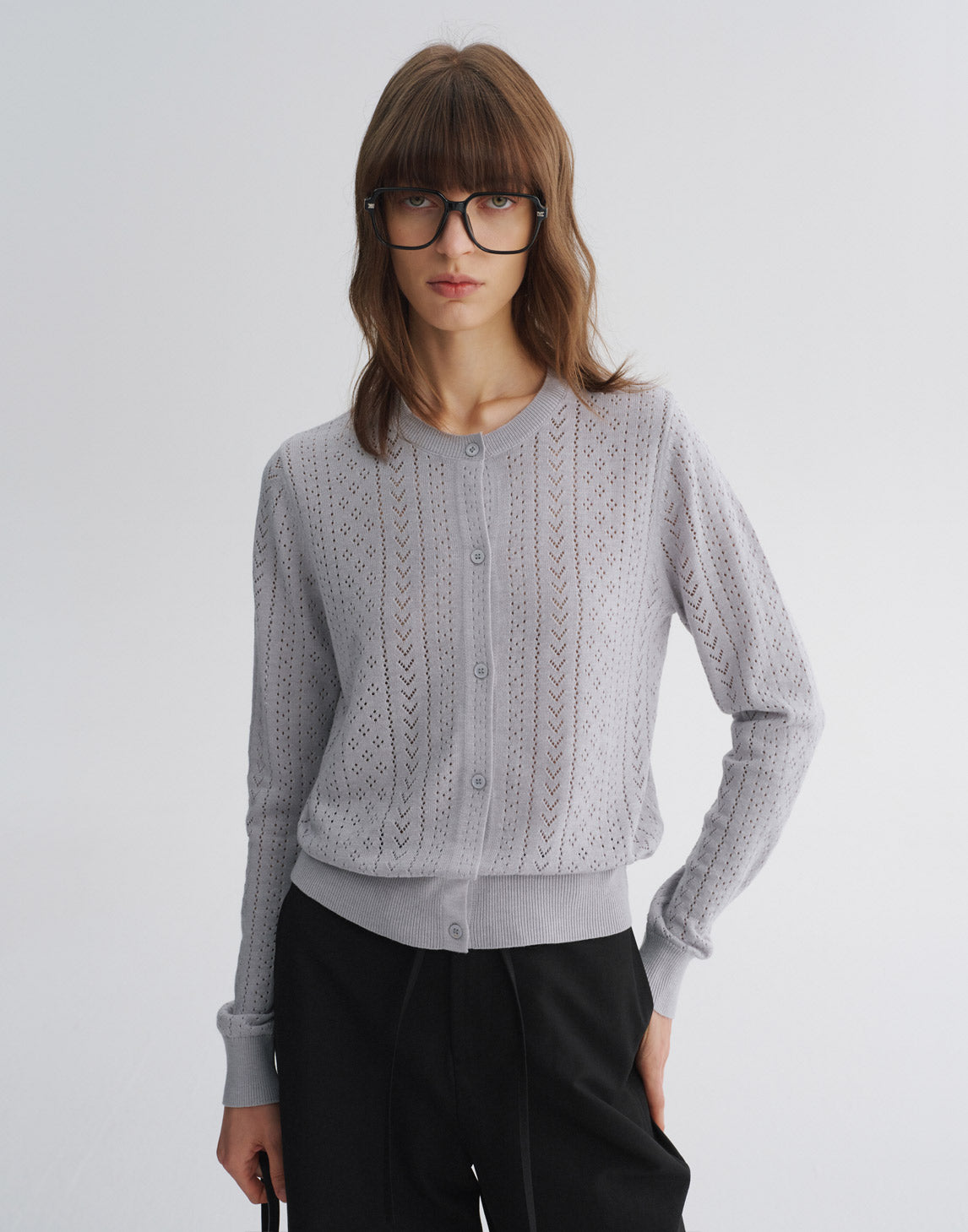 Cardigan vintage en maille ajourée