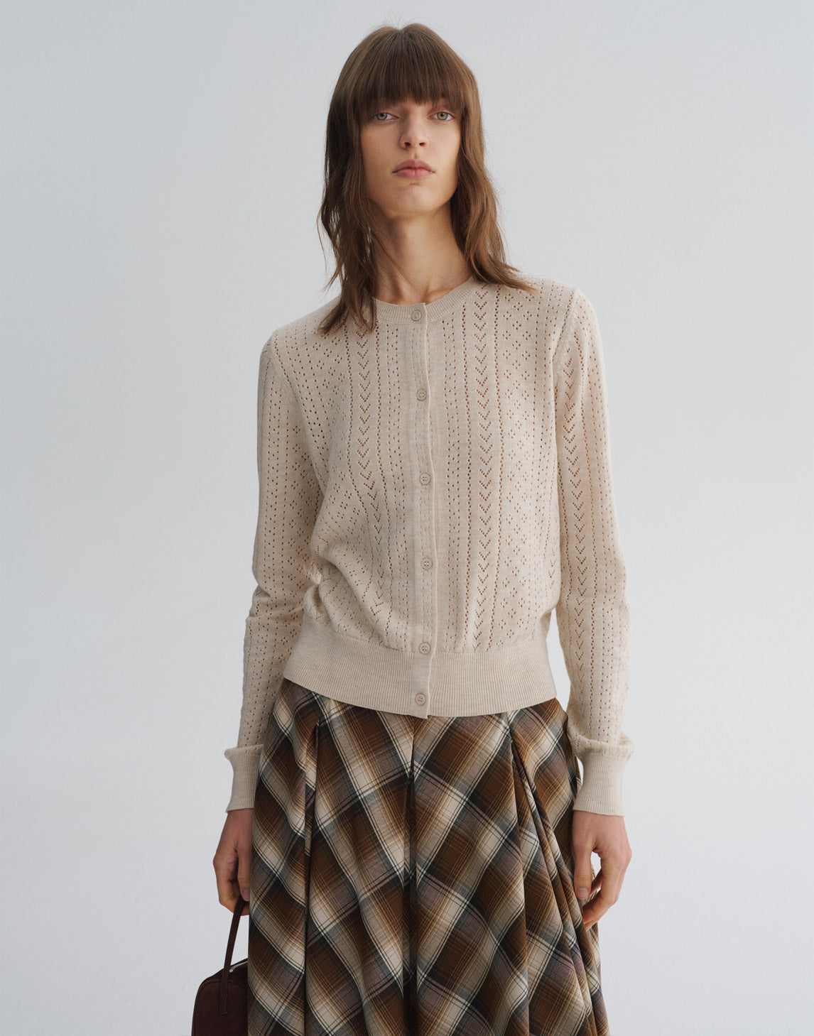 Cardigan vintage en maille ajourée