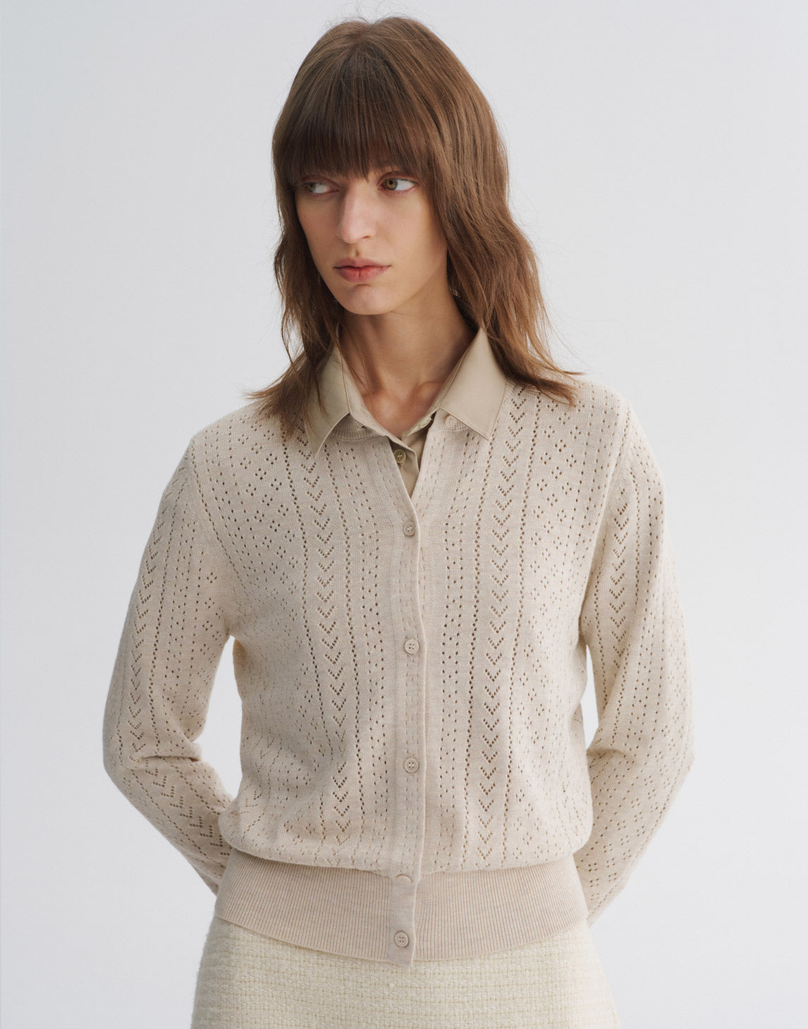Cardigan vintage en maille ajourée