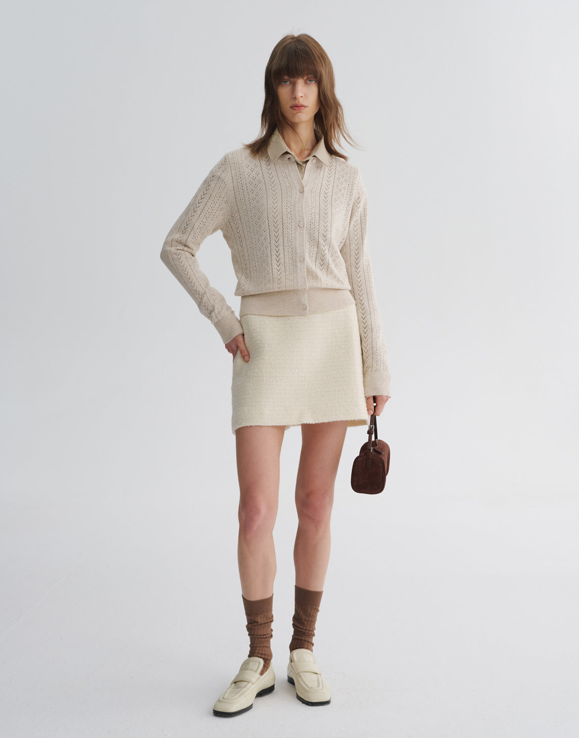 Cardigan vintage en maille ajourée