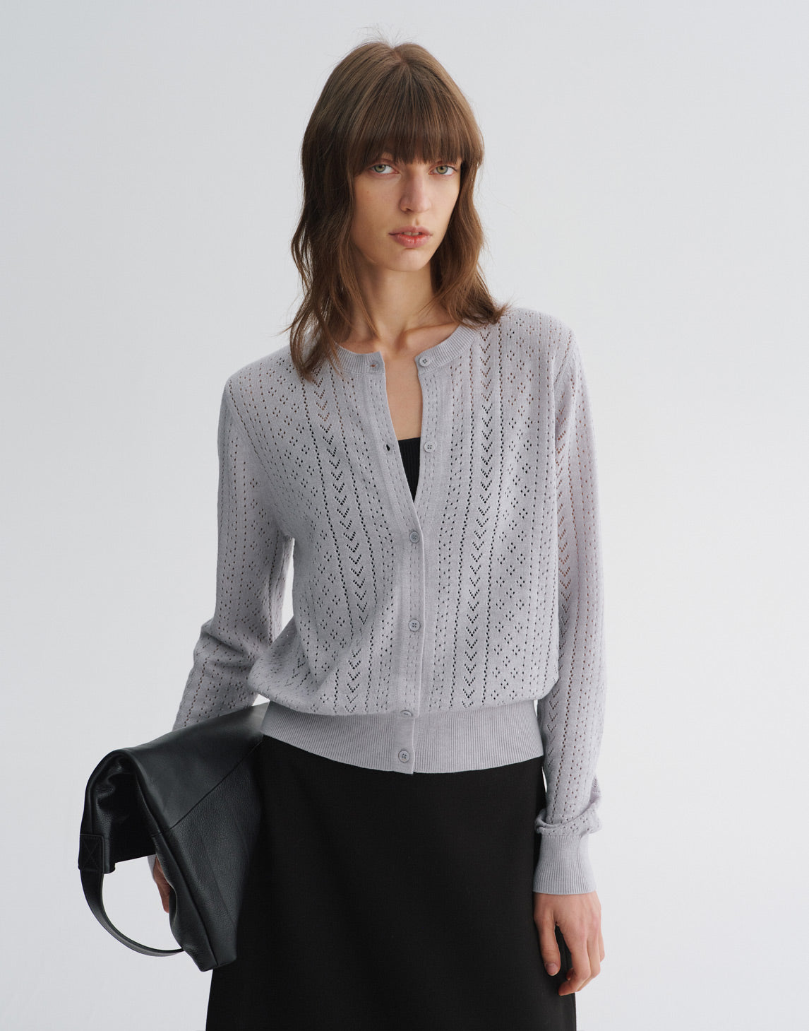 Cardigan vintage en maille ajourée