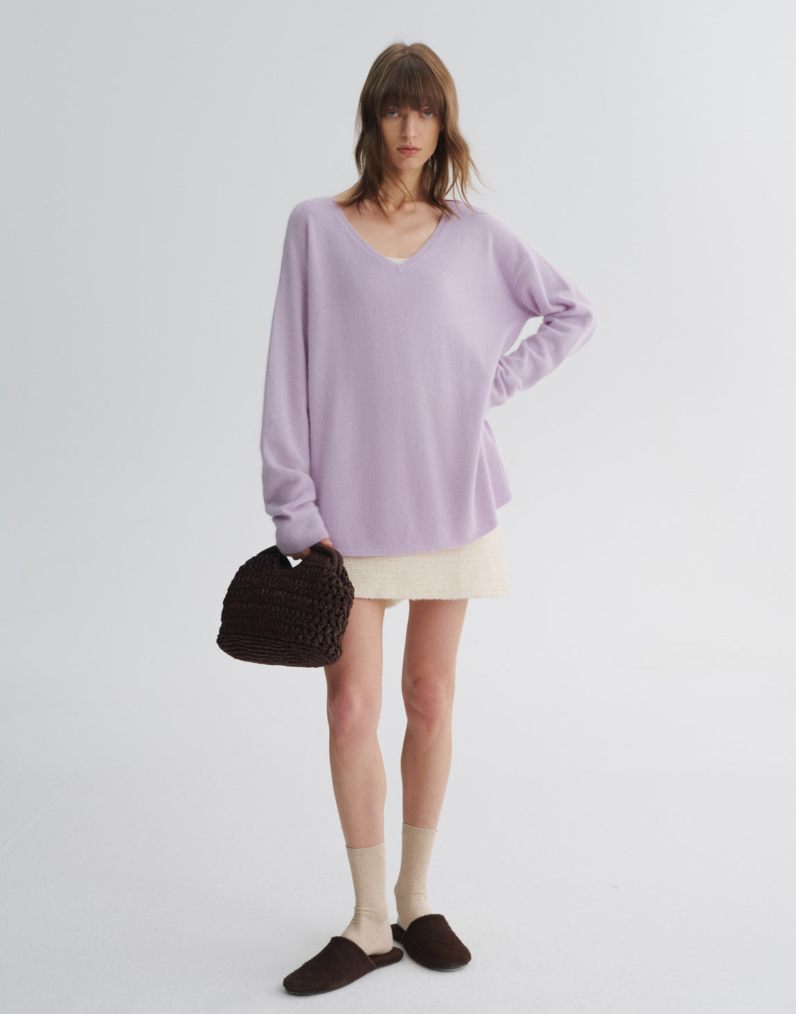 Maglione Pullover in Lana con Scollo a V