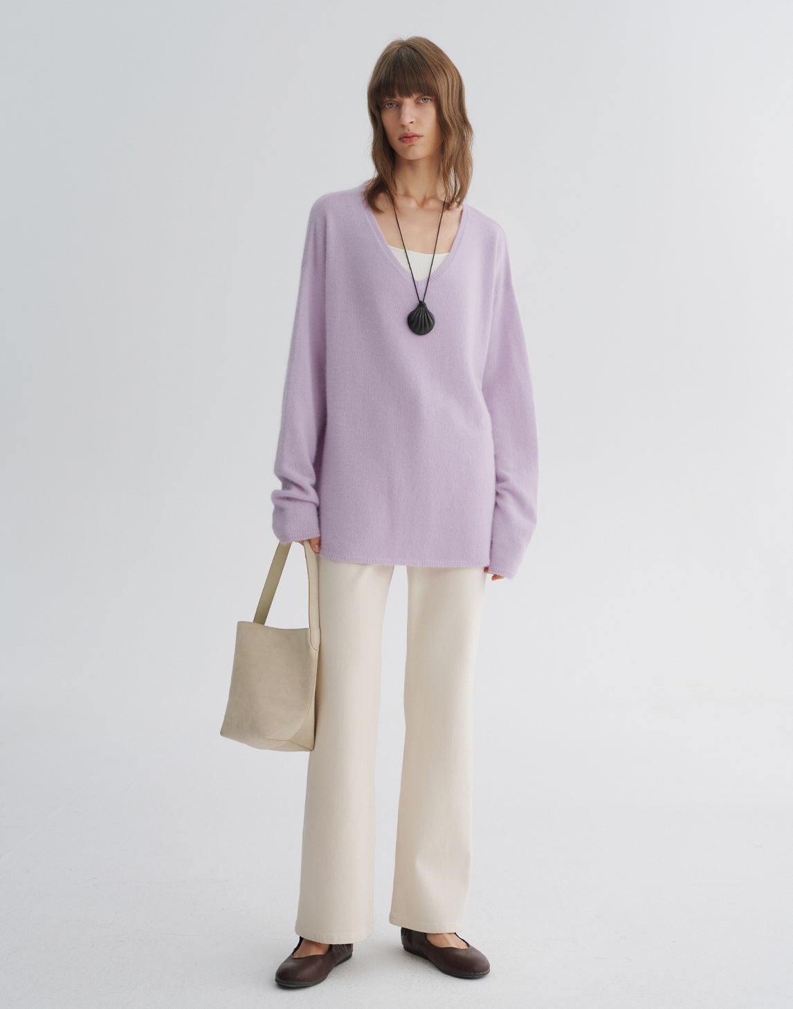 Maglione Pullover in Lana con Scollo a V