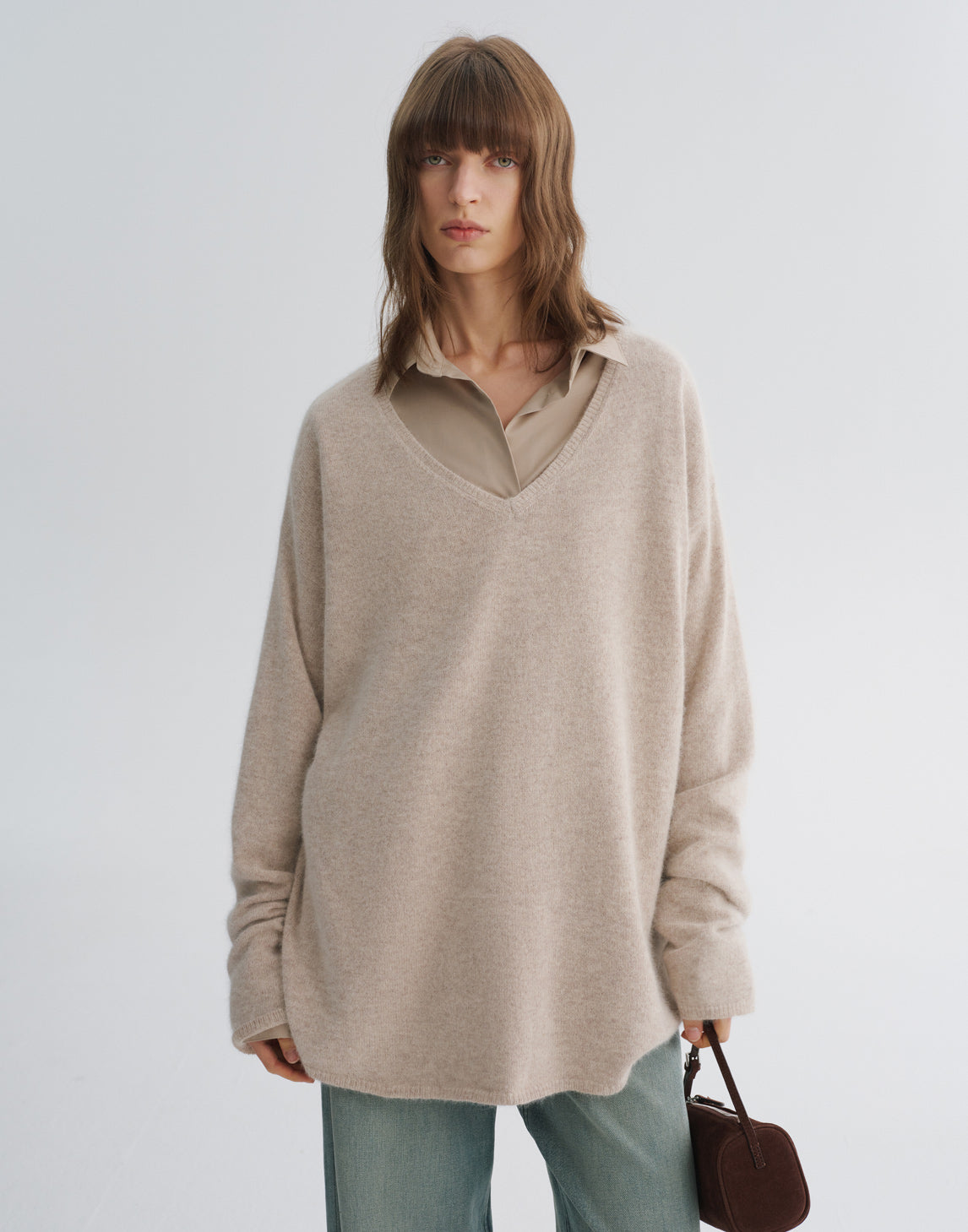 Maglione Pullover in Lana con Scollo a V