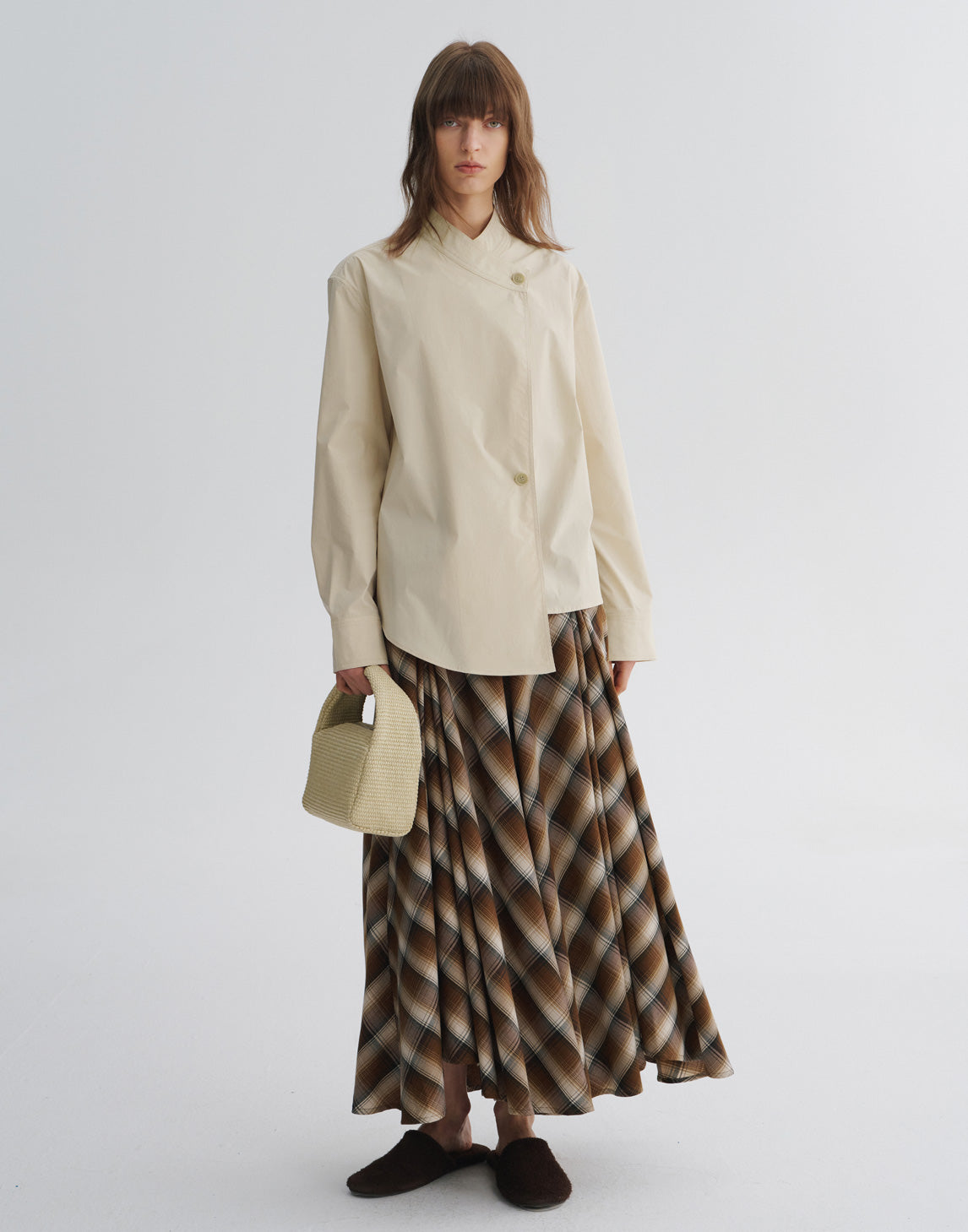 Blouse asymétrique à col en V croisé