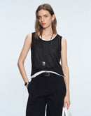 Eco-friendly Natural Fiber Color-blocked Double-layer Sleeveless Top