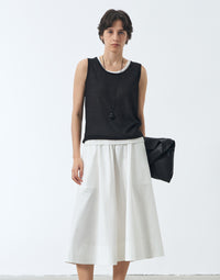 Eco-friendly Natural Fiber Color-blocked Double-layer Sleeveless Top