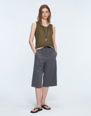 Eco-friendly Natural Fiber Color-blocked Double-layer Sleeveless Top