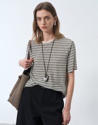 Tencel - Cotton Striped Knitted T - Shirt