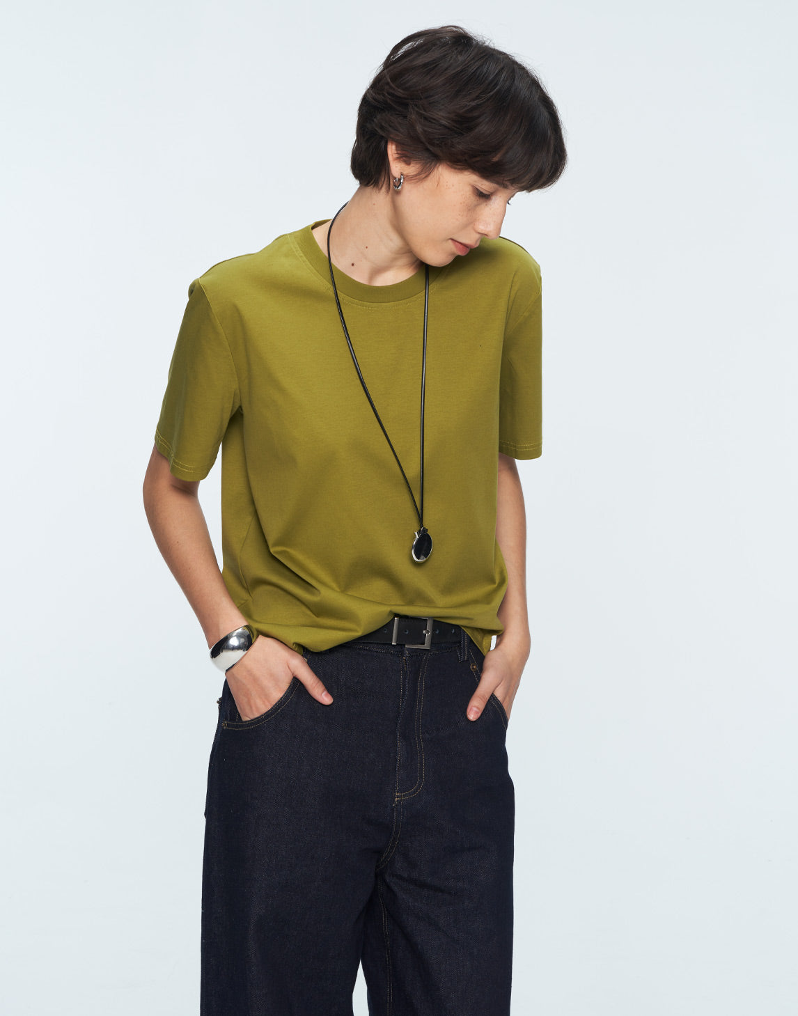 Modal and Mulberry Silk Blend Drop - Shoulder T - Shirt