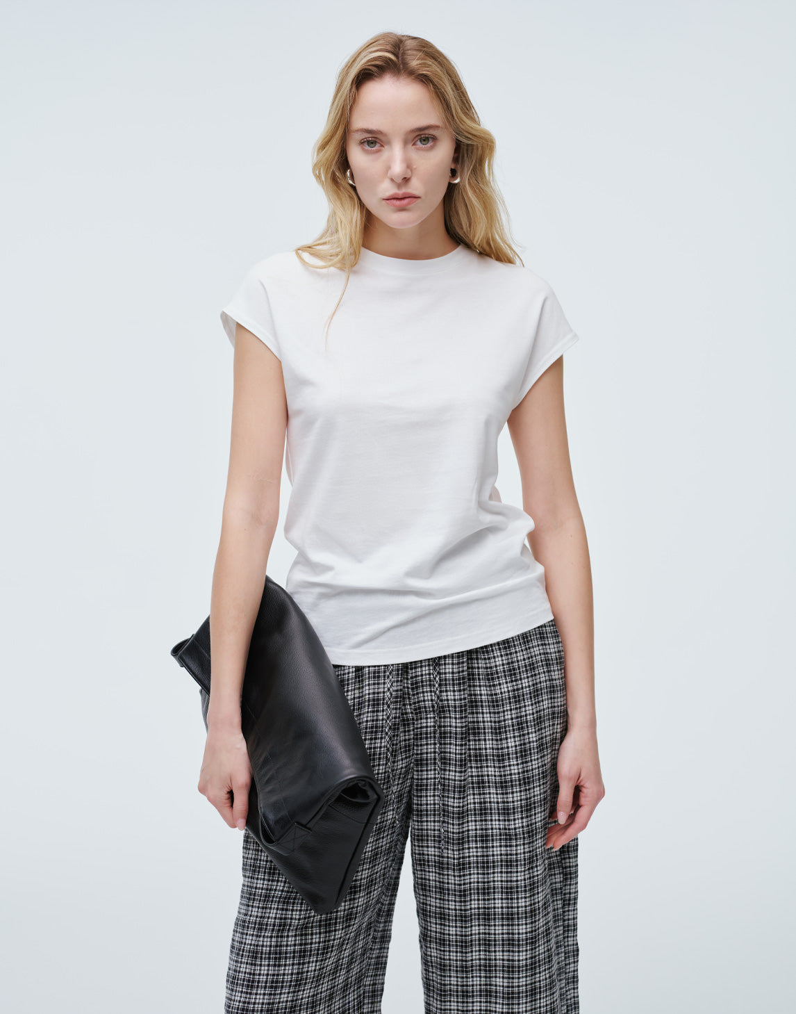 Cap Sleeve Leinenmischung T-Shirt