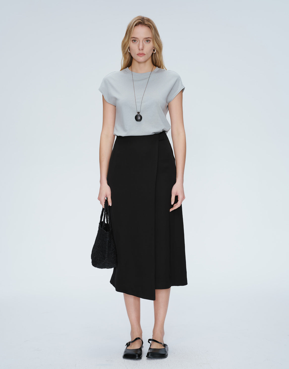 Cap Sleeve Leinenmischung T-Shirt