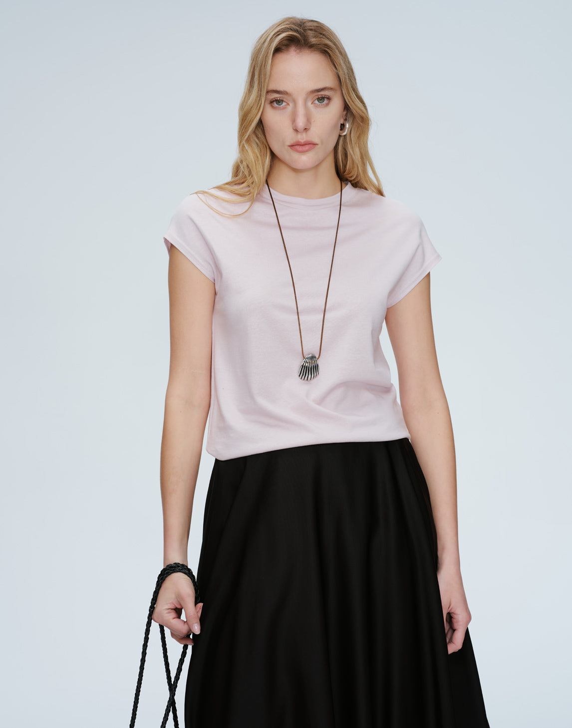 Cap Sleeve Leinenmischung T-Shirt