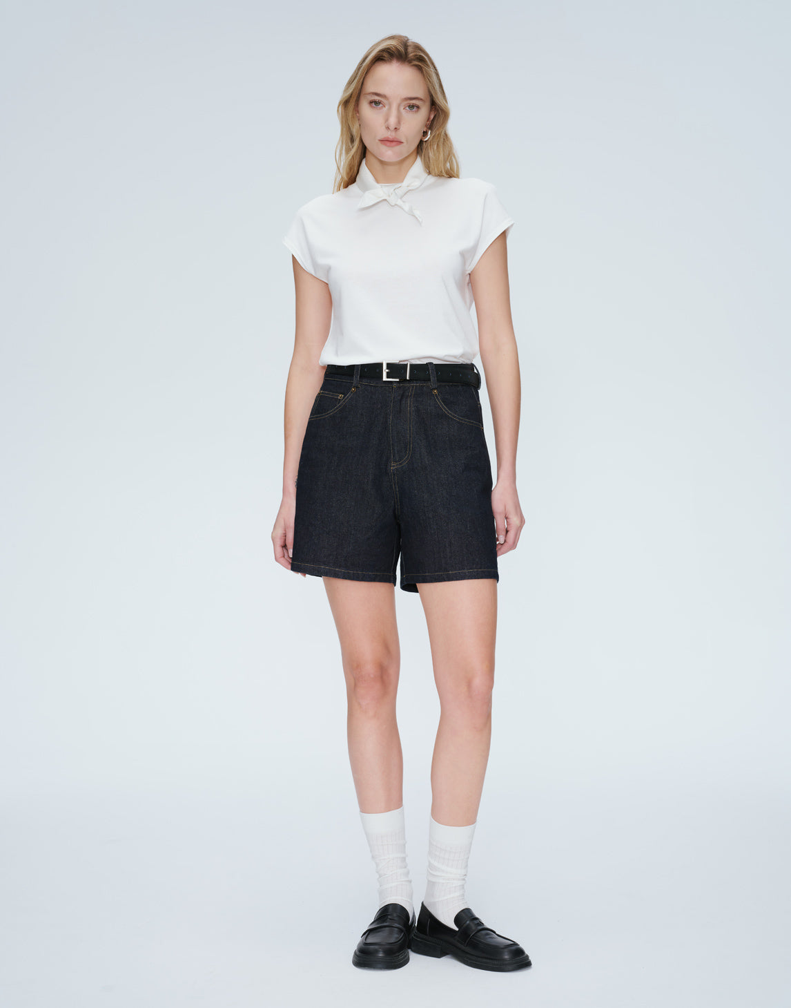 Cap Sleeve Leinenmischung T-Shirt