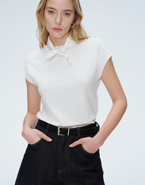 Cap Sleeve Linen Blend Tee