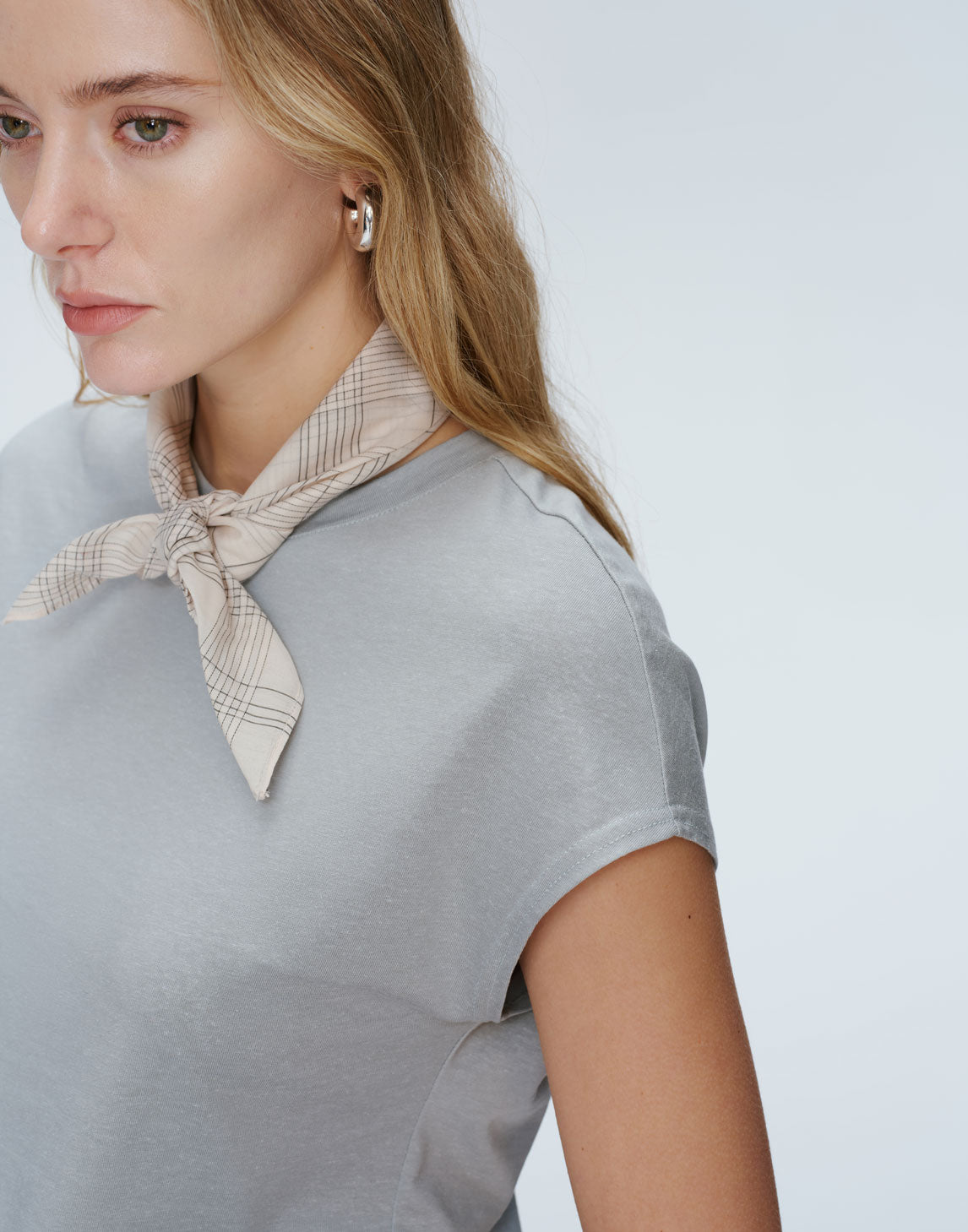 Cap Sleeve Leinenmischung T-Shirt