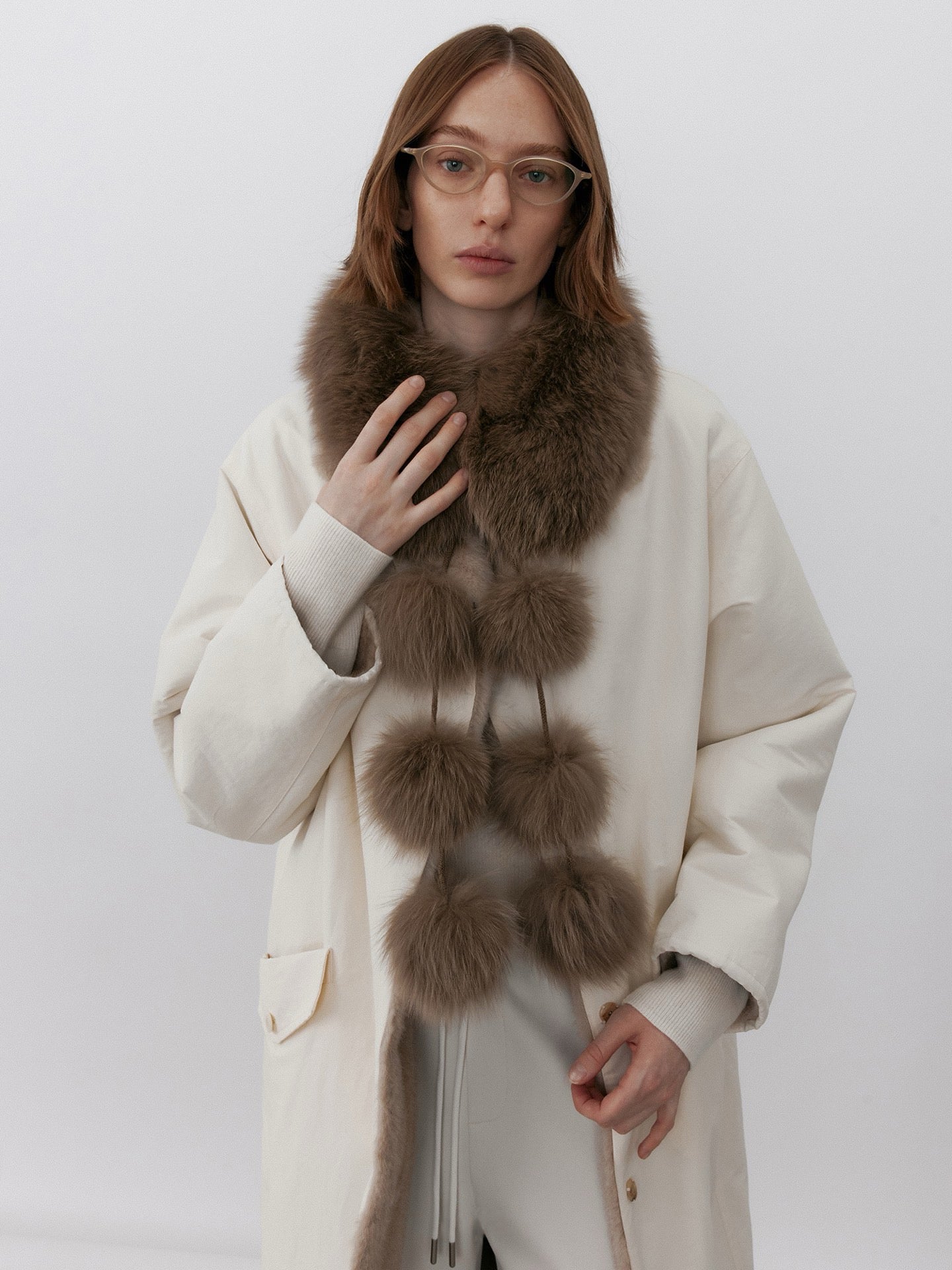 Fox-Fur Pom Scarf