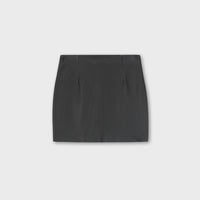 Black Lambskin High Waist Mini Skirt