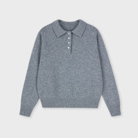 Loose Long Sleeve Polo Knit Sweater