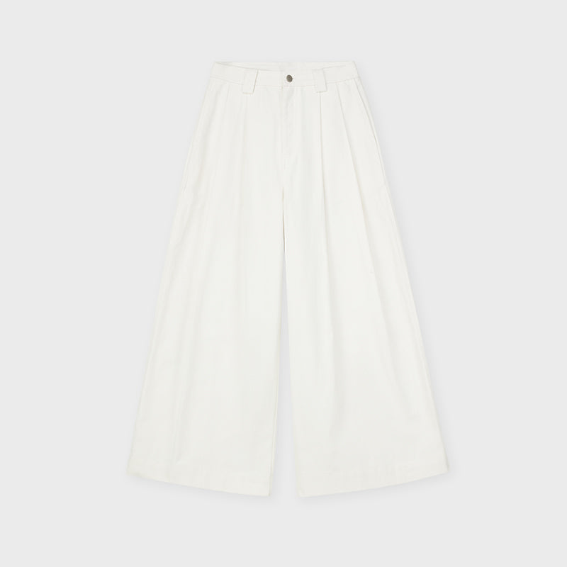 Cotton Twill Wide-Leg Pants