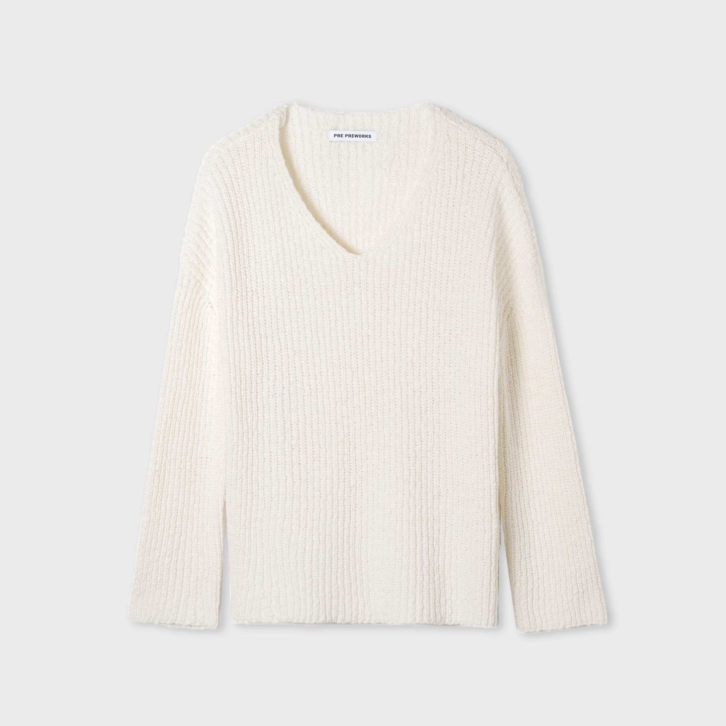 Chunky Rippstrick Pullover mit V-Ausschnitt