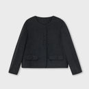 Wool Double-Faced Round Neck Short Jacket