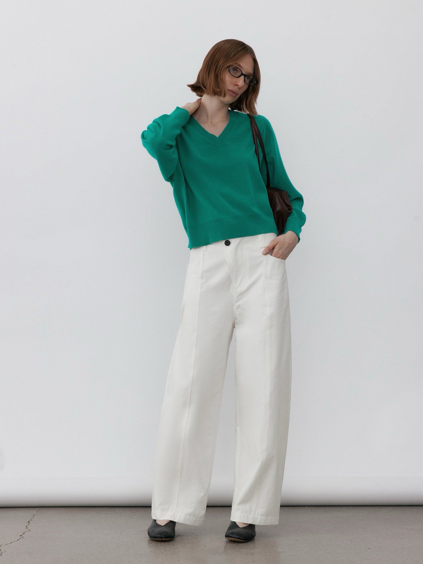 Peacock V-Neck Wool Sweater