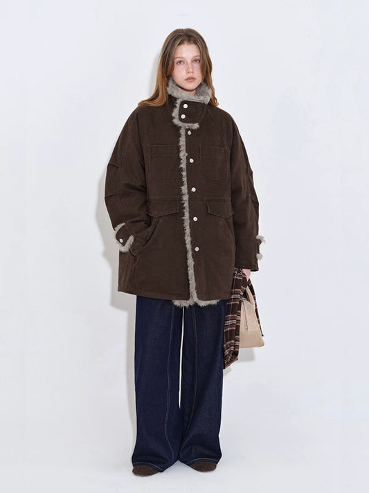Washed Canvas Fur-Trim Down Parka