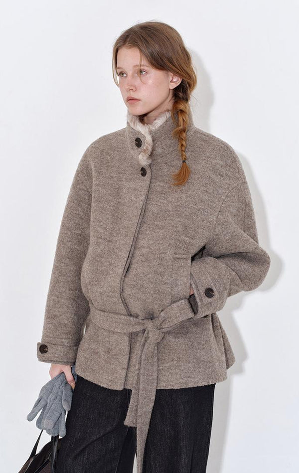 Stand-Collar Tie Coat